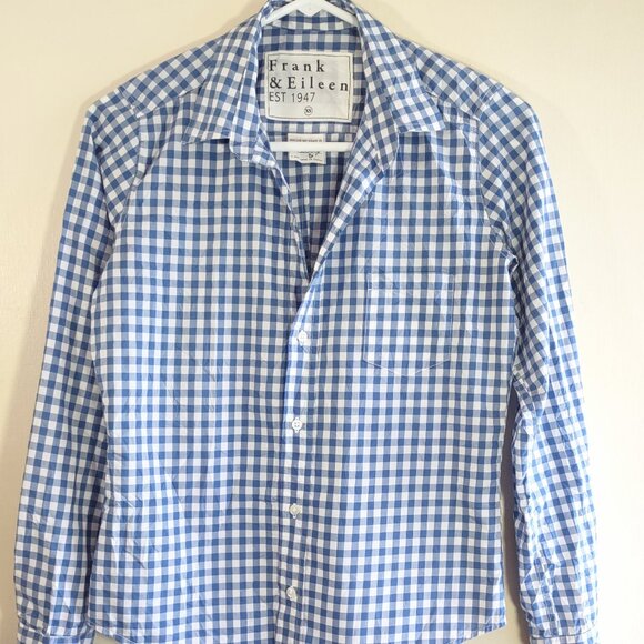 Frank & Eileen Blue & White GinghamRelaxed 'Barry Button Up Shirt Women XS - Picture 5 of 9
